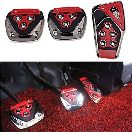 Oshotto 3 Pcs Non-Slip Manual CS-375 Car Pedals kit Pad Covers Set Compatible with Tata Indica (Red)