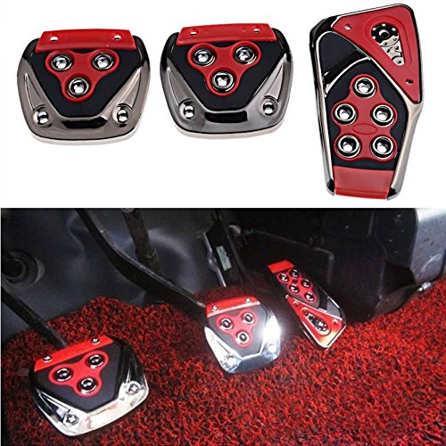 Oshotto 3 Pcs Non-Slip Manual CS-375 Car Pedals kit Pad Covers Set Compatible with Tata Indica (Red)