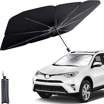 TEKCOOL Car Sunshade Windshield Cover, Umbrella Windshield Sunshade for Car Front Window Sun Protection & Heat Insulation Foldable Sun Shade Full Cover Sunshade for Most Vehicles